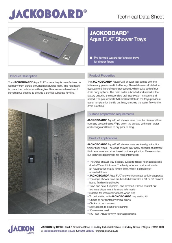 JACKOBOARD Aqua FLAT Shower Trays