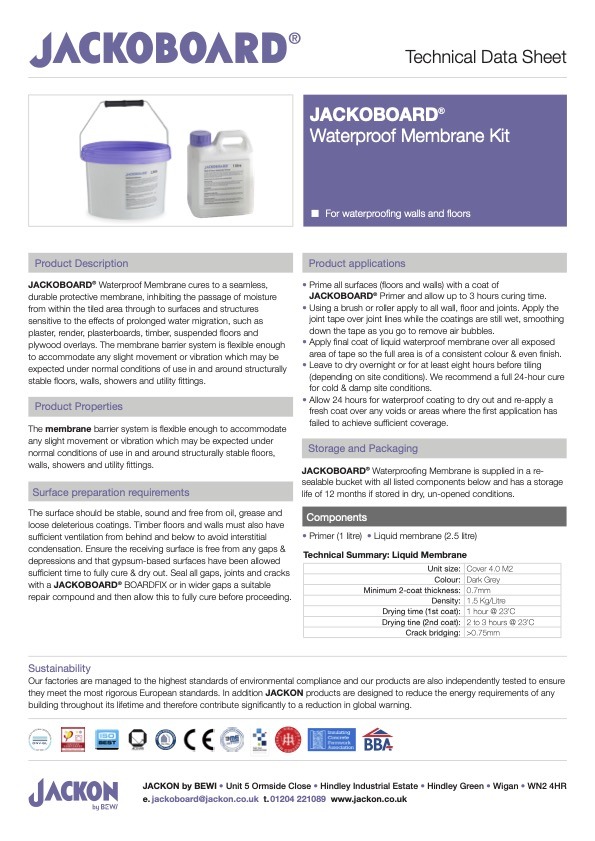 JACKOBOARD Waterproof Membrane Kit